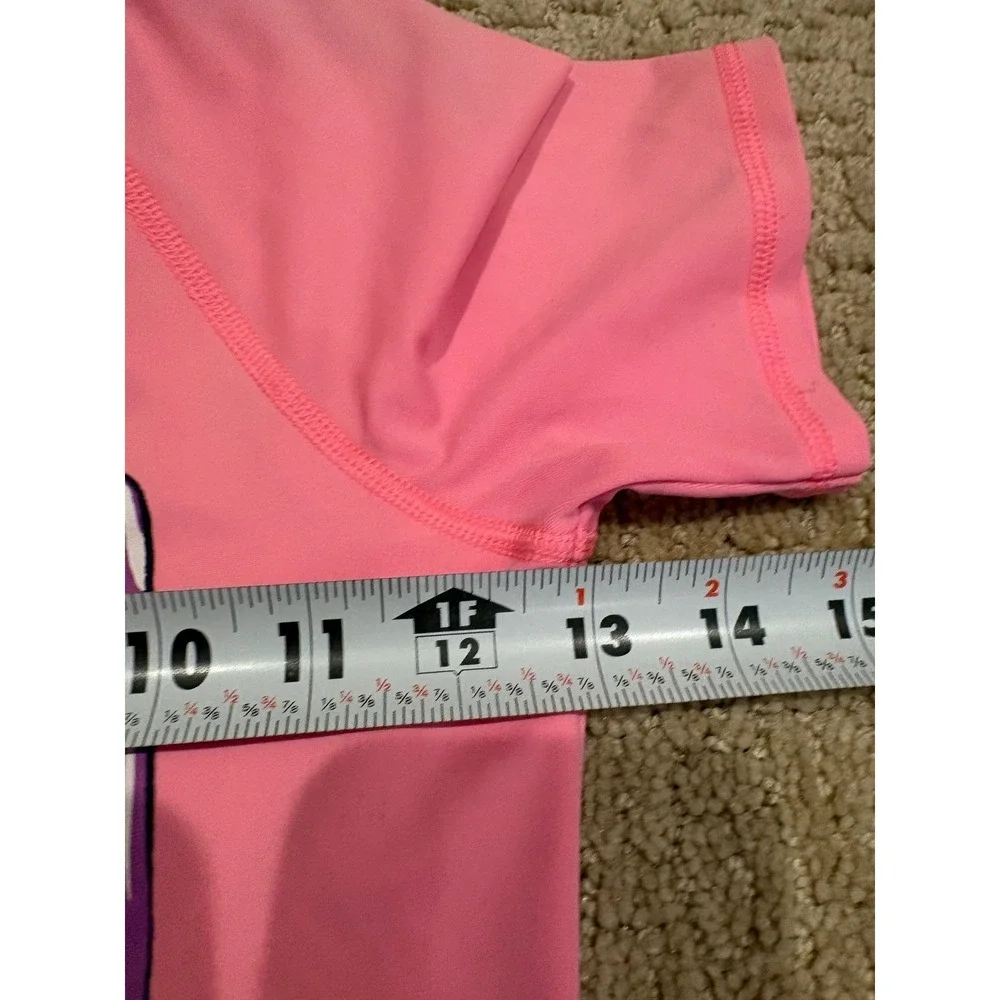 Lands End Kids Pink Ice Cream Flip Sequin Rash Guard Swim Shirt Size S 7-8